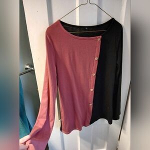 Medium Womens Long Sleeve Shirt Ladies Clothing Top Split Patchwork